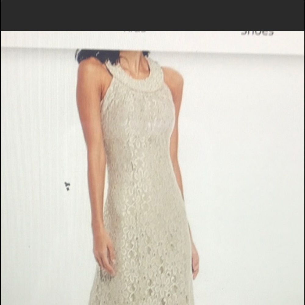 Beautiful Champagne long sequin and lace gown